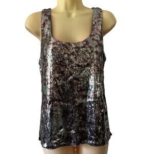INC International Concepts Size L Sequin Front Tank Top Woman Fancy Shimmery